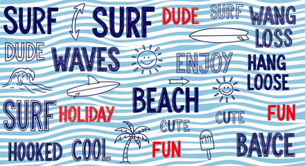 Beach Summer Surf Fun Wave Holiday Background Design