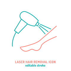 Laser hair removal icon. Editable stroke vector illustration