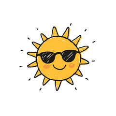 Obraz premium Cool sun wearing sunglasses isolated on white background