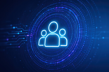 A digital network highlights teamwork and connection through a glowing icon symbolizing collaboration and in business