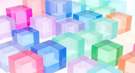 Obraz premium Colorful Transparent Cubes: Modern Abstract Design for Creative Projects