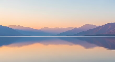 Obraz premium Serene Mountain Lake Reflection at Dawn: Tranquility and Natural Beauty