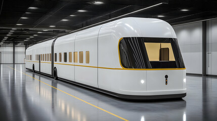 Futuristic High-Speed Train in Modern Facility