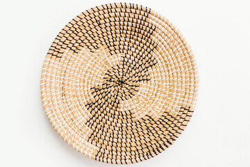 Closeup of decorative straw plate