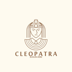 cleopatra line art abstract logo and vector icon template