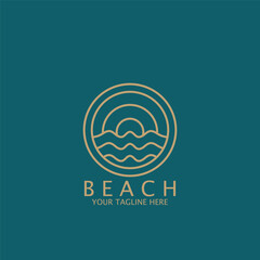 minimalist sun and wave logo and vector template