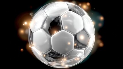Fototapeta premium Sparkling Soccer Ball Realistic 3D Render Sports Game Competition Championship Grap