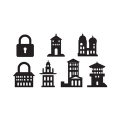 Fototapeta premium Secured Cityscape and Landmark Icons