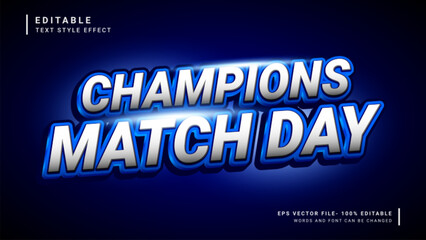 Champions match day 3d editable text effect sports style