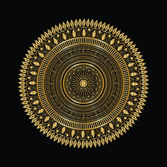 Luxury Golden Mandala Ornament on Black Background