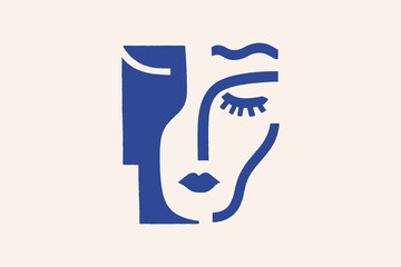 Cubist female face modern abstract vector illustration

