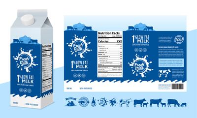 Vector milk carton packaging design