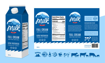 Vector milk carton packaging design