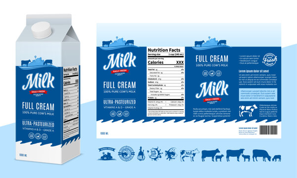 Vector milk carton packaging design
