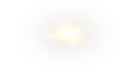 Golden glowing lights effects.Light effect. Solar flare with rays and spotlight. Glow effect. Star burst with glitter. PNG.