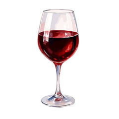Elegant Glass of Red Wine in Watercolor Style