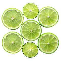 Fototapeta premium Set of fresh lime fruit isolated on transparent background 