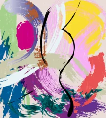 Fototapete Rund abstract colorful background, illustration with lines, waves, circles, paint strokes and splashes © Kirsten Hinte