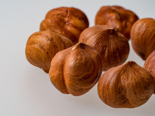 nuts in close-up on a white background