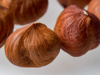 nuts in close-up on a white background