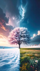 Split Season Tree Landscape.