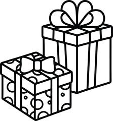 Two gift boxes with ribbons in simple line art style