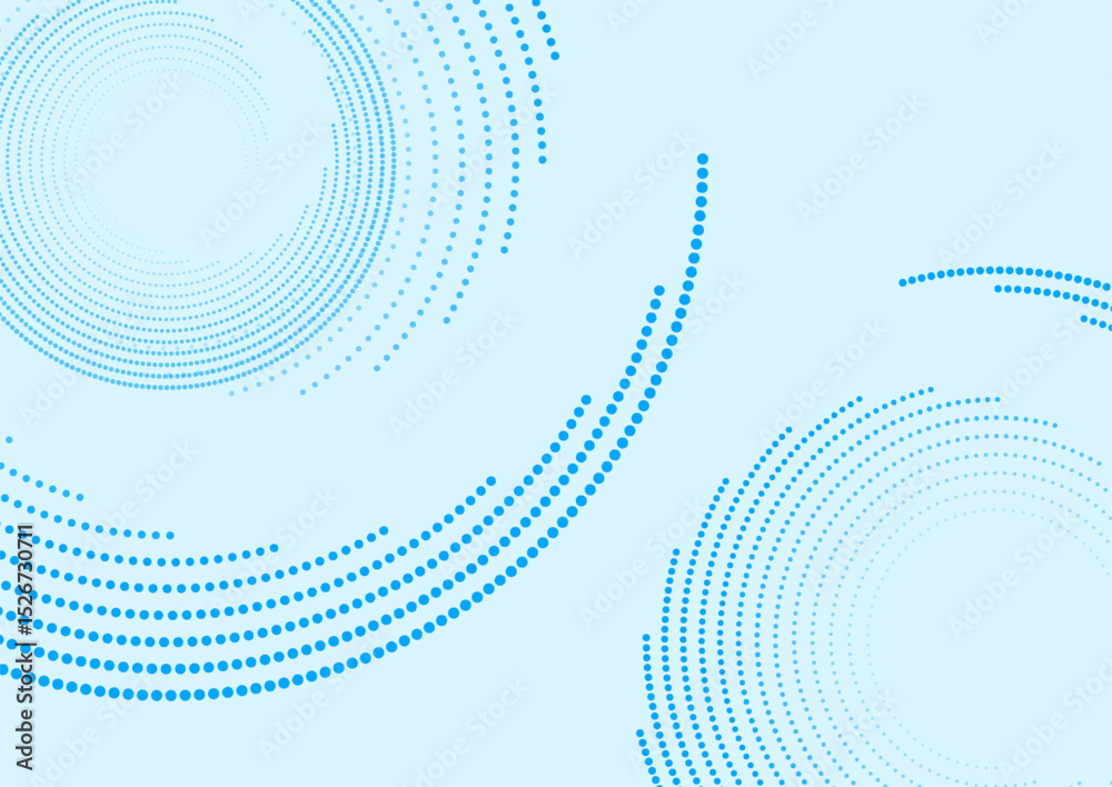 Poster bright blue circular spiral dotted lines abstract futuristic tech background. vector minimal design