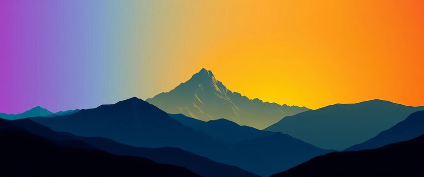 Stylized mountain silhouettes against a vibrant gradient vector landscape ,  modern,  graphic design - Powered by Adobe