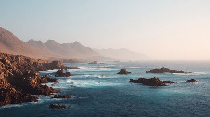 coastal cliff in argentina at sunrise featuring repeating textures and clean minimal design