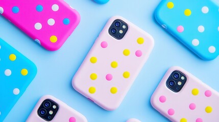 Vibrant Polka Dot Phone Case Design, colorful polka clusters on a translucent matte background, playful and modern accessory, perfect for personal expression and style.