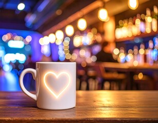 Heart mug in bar