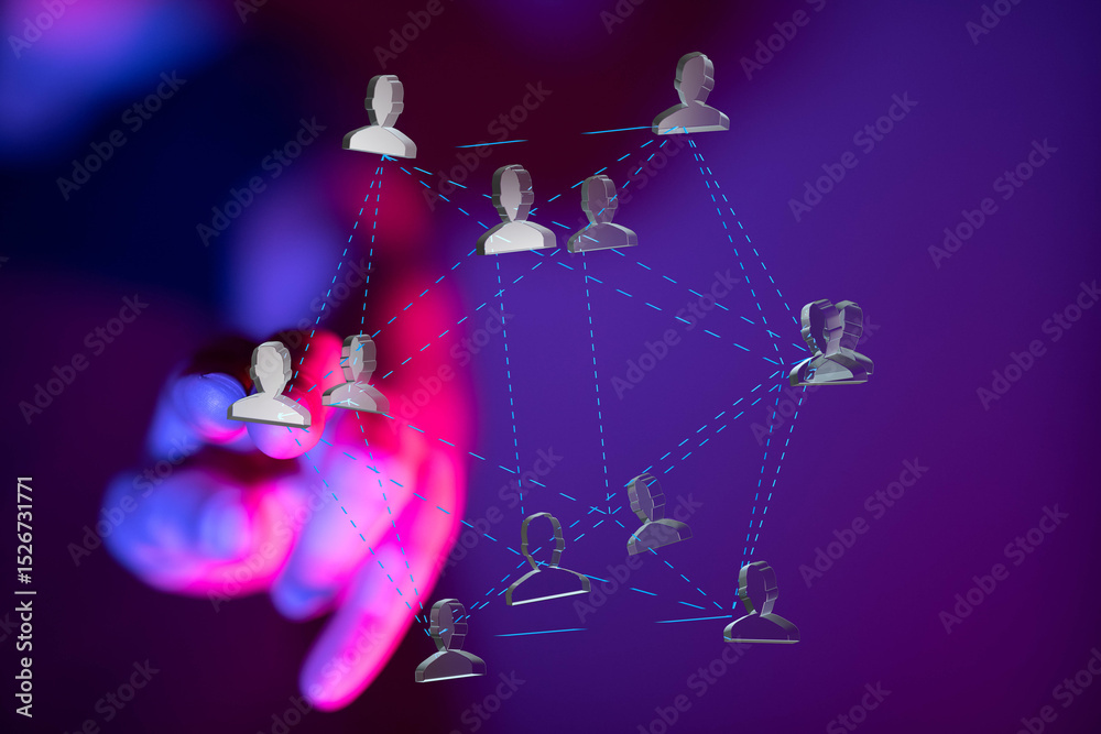 Poster Abstract image of a network connection showing people interconnected globally.