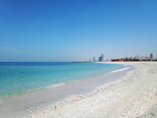 Beautiful View of Ajman. A serene and picturesque view of a pristine beach in the United Arab Emirates.