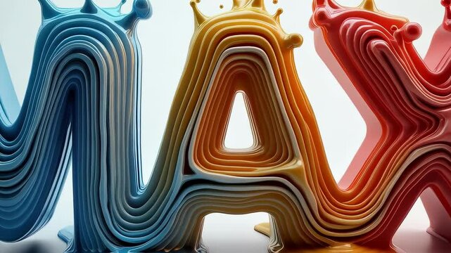 Vibrant, flowing liquid letters spelling &ldquo;MAX&rdquo; in blue, orange, and red. A dynamic, 3D rendering with a glossy, textured effect