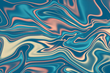 Abstract Teal and Peach Liquid Marble Swirl Background