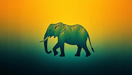 Obraz premium Elegant minimalist elephant silhouette on textured background, ideal for wall art, black, silhouette