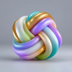 Abstract Multicolored Knot  3D Render  Hyperrealistic  Pastel Ribbon Design