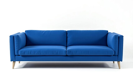 Naklejka premium Modern blue couch featuring a minimalist design suitable for any contemporary living space, emphasizing comfort and style