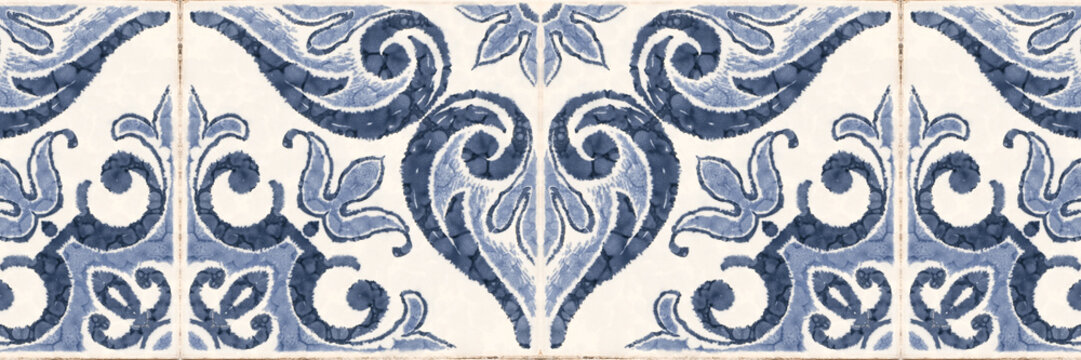 Patr&oacute;n digital estilo n&oacute;rdico para revestimientos de interior, talavera decorativa