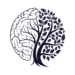 Brain Tree Concept – Creative Human Intelligence and Nature Integration Symbol 
