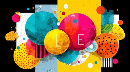 Bold Vintage Pop-Art Poster, vibrant layers of bold dots, playful typography, eye-catching retro design, perfect for adding a splash of color to any space