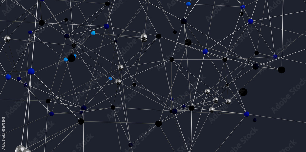 Fototapete Abstract background image of interconnected nodes and lines.  Perfect for technology, networking, and connection concepts.
