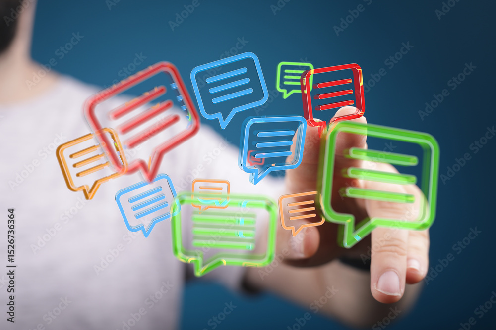 Leinwandbilder Abstract image of colorful chat bubbles, symbolizing communication and digital messaging.