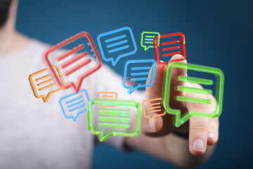 Abstract image of colorful chat bubbles, symbolizing communication and digital messaging.