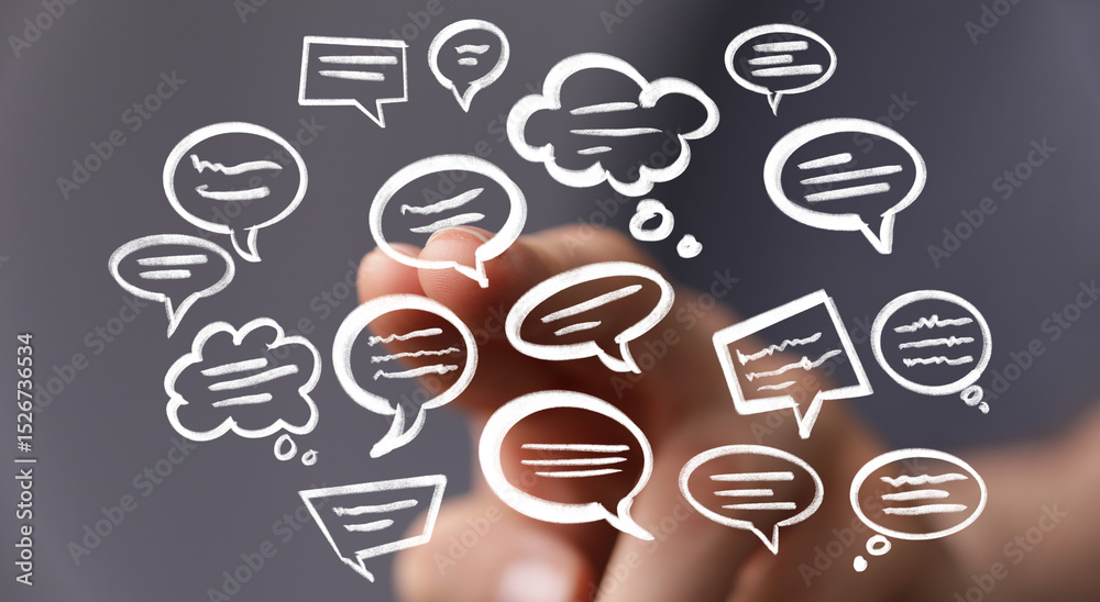 Aufkleber Abstract image depicting communication, social media, and networking concepts.