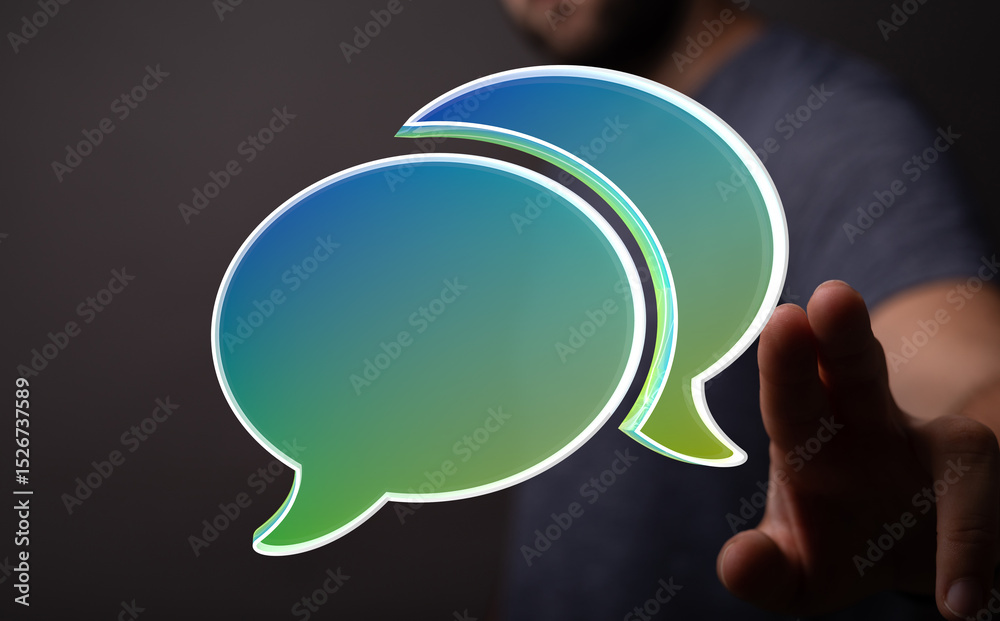 Leinwandbilder Abstract image of two speech bubbles, representing communication and dialogue.