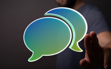 Abstract image of two speech bubbles, representing communication and dialogue.