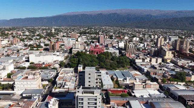 Aerial view of the city of "San Fernando del Valle de Catamarca", in Argentina.