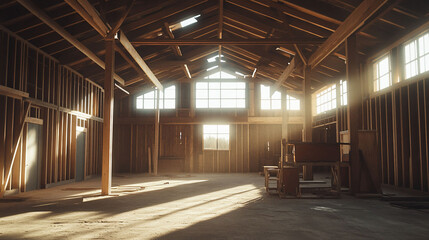 Spacious Building Interior Under Construction