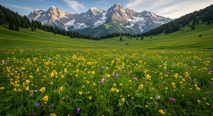 alpine meadow with flowers